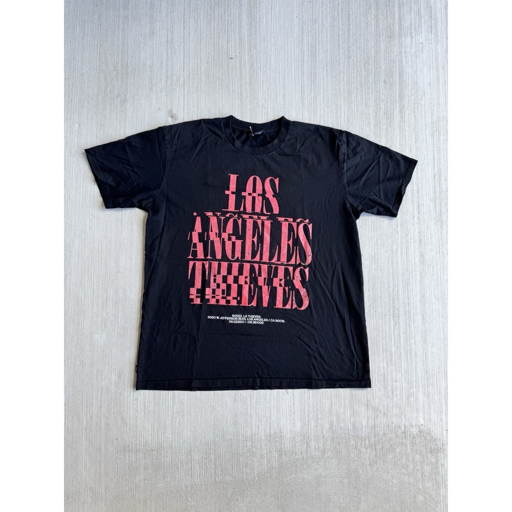 100 Thieves Los Angeles Spellout Black T-Shirt Mens Size‎ 2XL Short Sleeve Logo